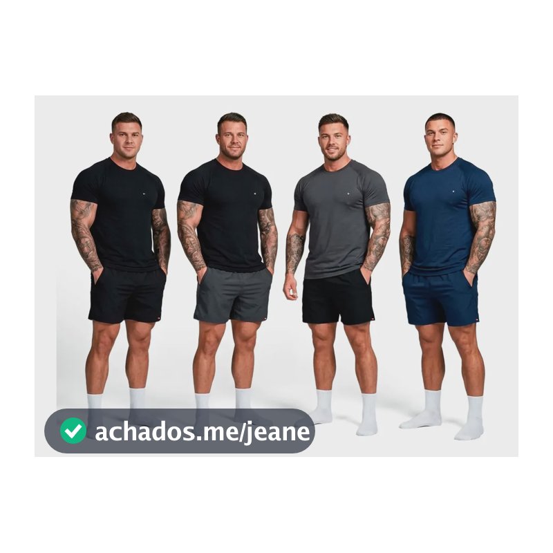 Kit 8 Peças Dry Fit 4 Camisetas + 4 Shorts Academia Sandrini Sortidos Liso G