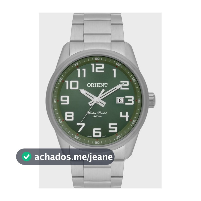 Relógio Analógico Orient Mbss1271 E2sx Prata Números Aço Prata Verde