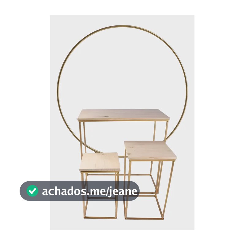 Decoração De Festa Kit Trio De Mesa + Arco Redondo Dourado