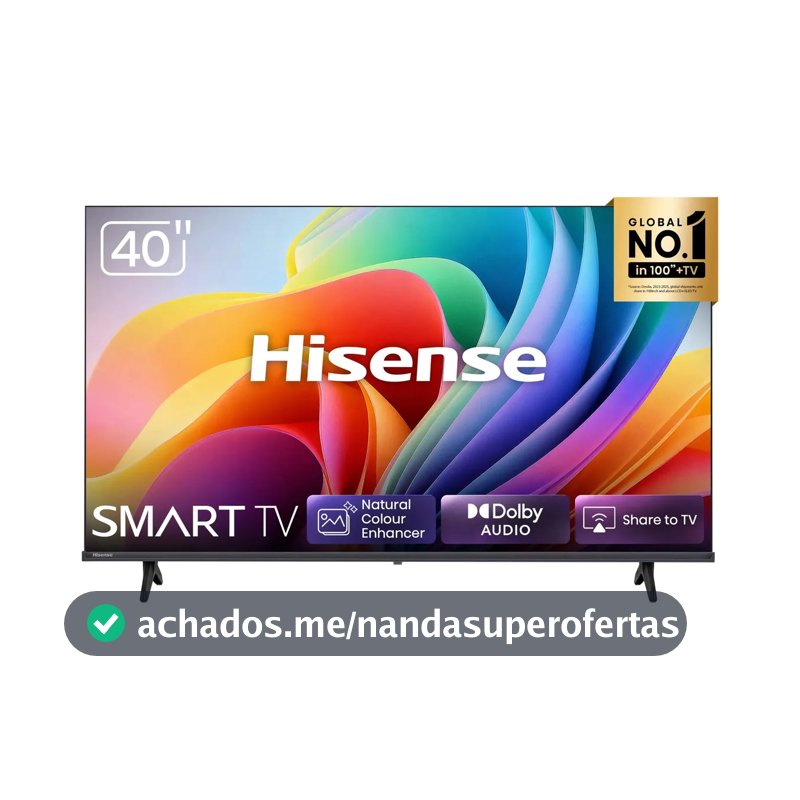 Smart TVHisense FHD 40" Polegadas 40A4NV com HDR10, DTS Virtual X, Compatibilidade Alexa