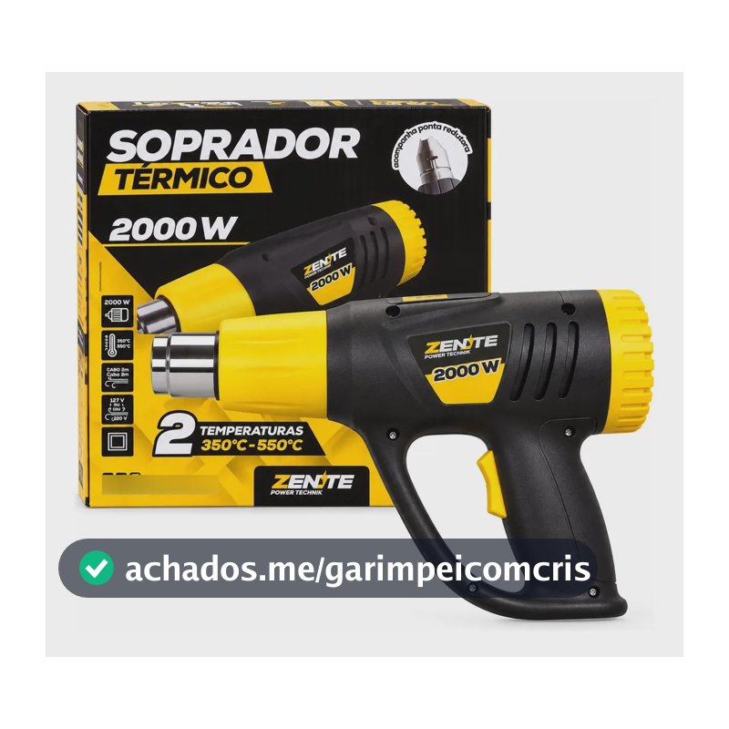 Soprador Térmico Profissional Elétrico 2 Estágios 2000w Preta 220v