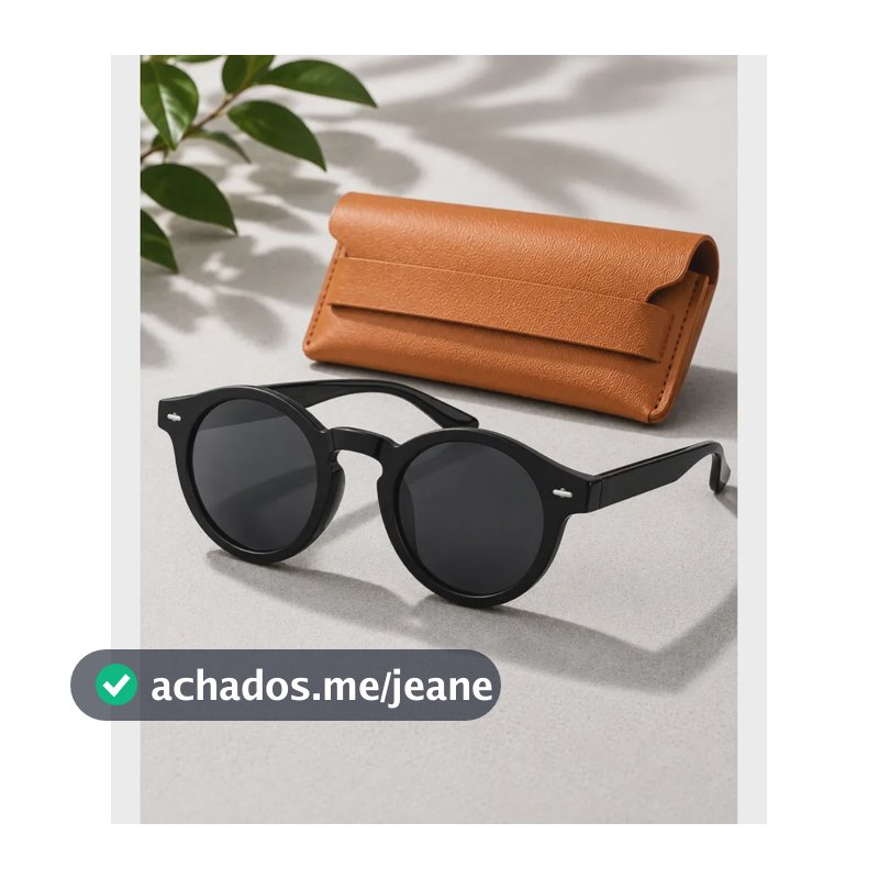 Oculos De Sol Redondo Unissex Retro Vintage Clássico Uv400 Preto/lente Preta