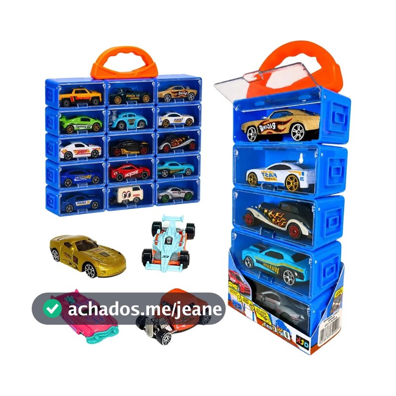 Kit Maleta Com 5 Carrinhos De Ferro Compatível Com Hotwheels Atacarejo Kids