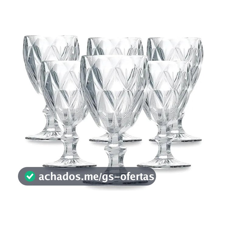 Conjunto de Taças de Vidro 340ml Diamond Line - 6 Peças Transparente