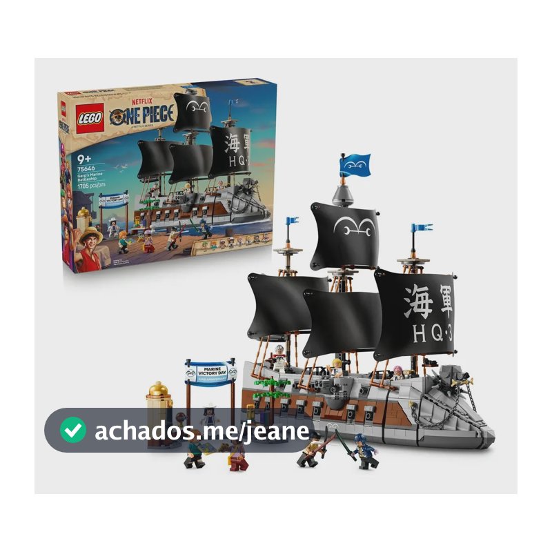 LEGO ONE PIECE Navio de Guerra da Marinha de Garp 75646; Conjunto de construção do impressionante navio da série; Para montar e recriar aventuras; Presente Dia das crianças; 9+
