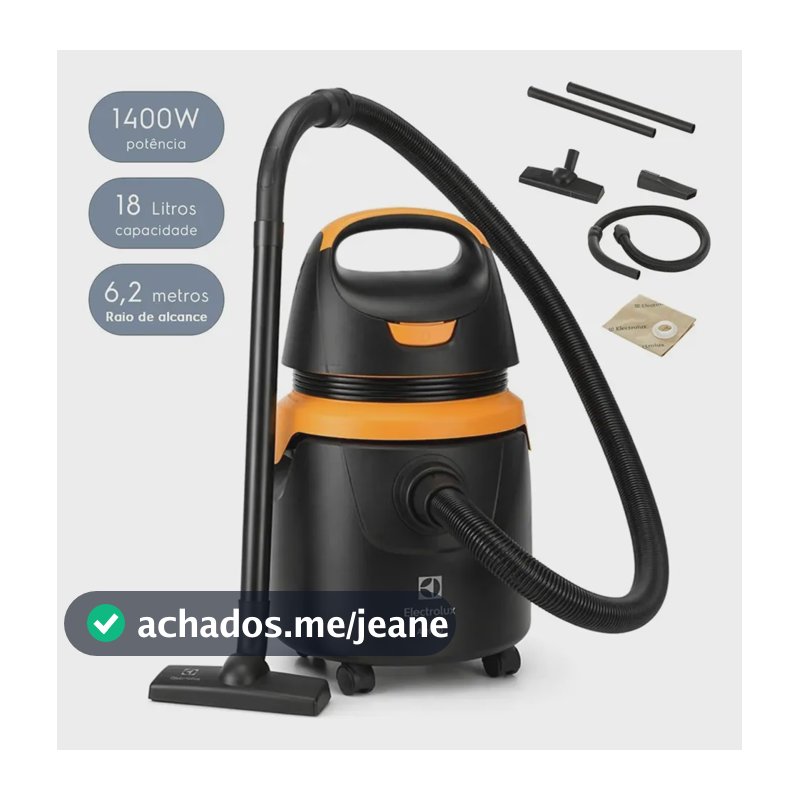 Aspirador de Pó e Água Electrolux Acqua Power 1400W 11L com Função Sopro, Rodas 360°, Alta Sucção e Acessórios para Limpeza Residencial e Automotiva AQP20