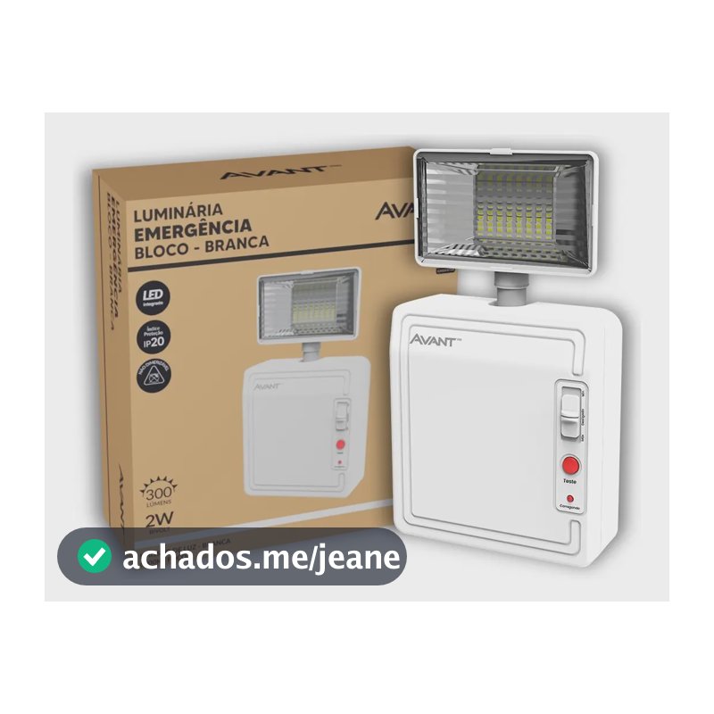 Bloco Saída Luz De Emergência De Led 2w 6000k Branco Avant