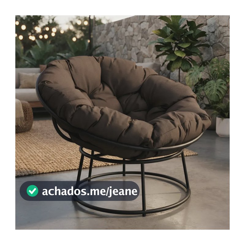 Cadeira Papasan Com Almofada Impermeável Área Externa Cor Marrom Liso Edícula Sacada Varanda Área Gourmet Pergolado Deck Sala de Estar Jardim