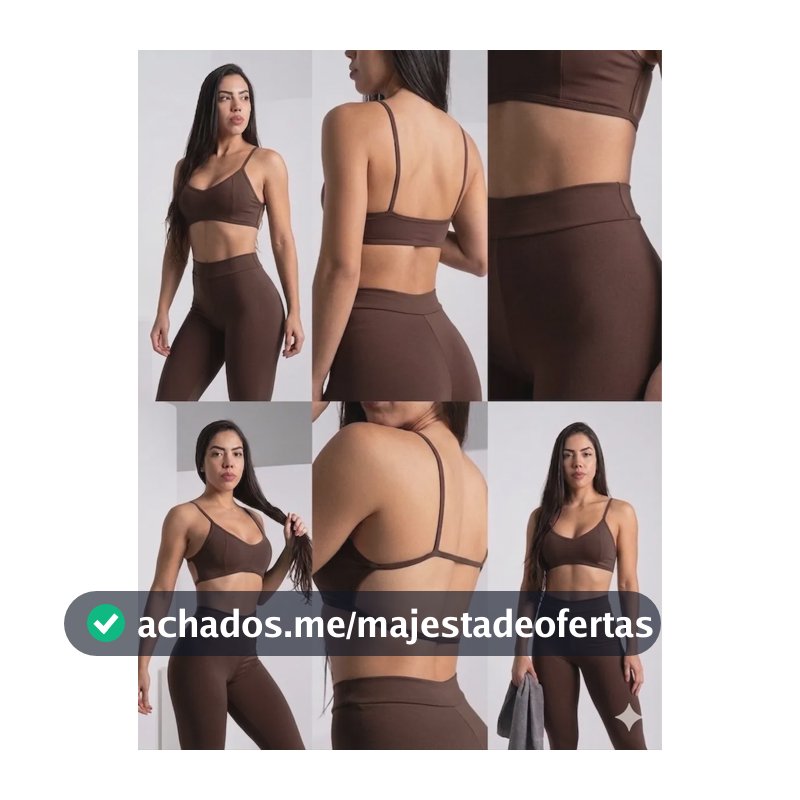 Diasp Conjunto Fitness Poliamida Academia Leg + 2 Tops Coffee Lisa G
