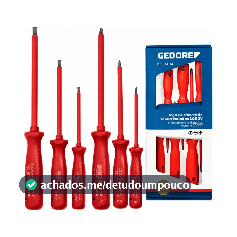 Jogo Chave De Fenda E Phillips 6 Peças Isoladas 1000v GEDORE 35290
