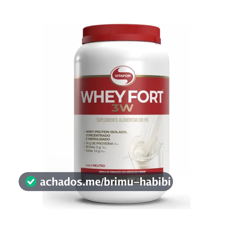 Whey protein Vitafor Fort 3W 900g em pó Sem sabor x 900g