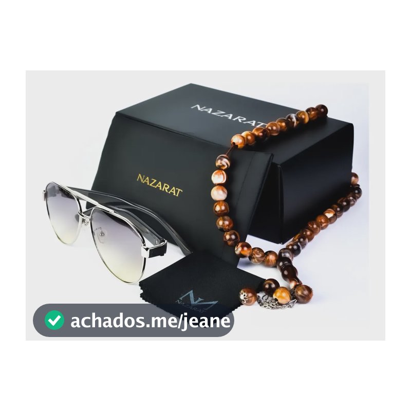 Oculos De Sol Aviador Rayan Lentes Degradê Uv400 Nazarat Degrade Metal Preto