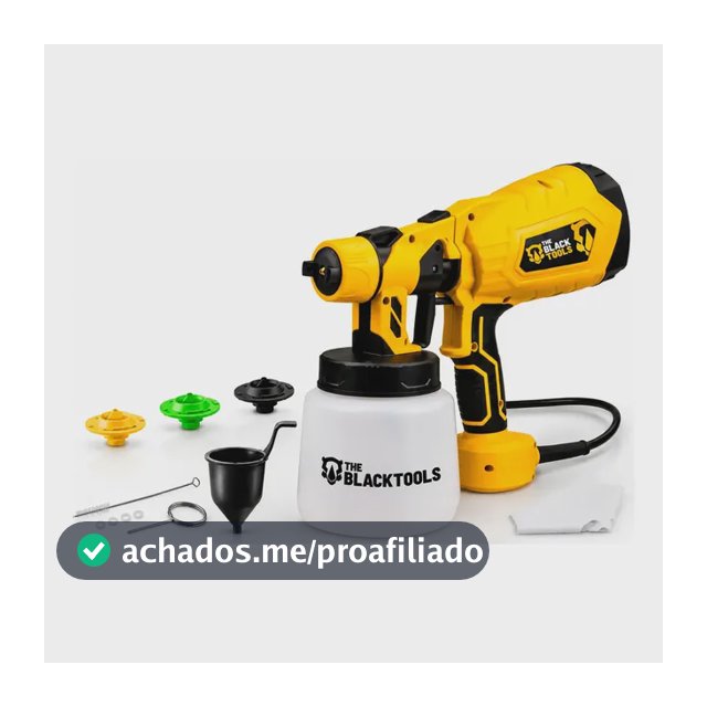 Pistola De Pintura E Pulverizadora Elétrica Portátil Hvlp 1.250l C/5 Bicos E Acessórios 600w Tpp150 The Black Tools