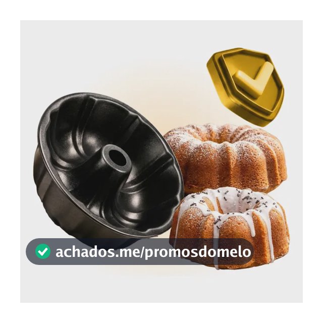 Forma Assadeira Bolo Redonda 24cm Furo Central Antiaderente Cinza-escuro