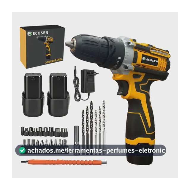 Parafusadeira Furadeira Sem Fio De 10mm 3/8 2 Bateria Lítio Amarelo 127/220v 50hz/60hz