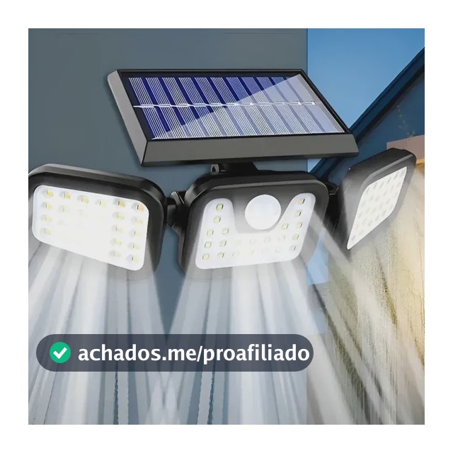 Refletor Solar Led 3 Cabeças Ajustavel Sensor Movimento 50w Branco 1pcs