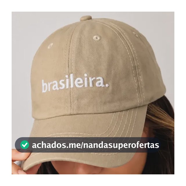 Boné Brasileira Bordado Aba Curva Ajustável Unissex Frase Bege Único