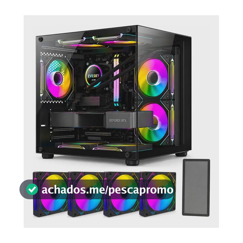 Gabinete Gamer Hayom Aquário Com 4 Cooler Fan Led Rgb