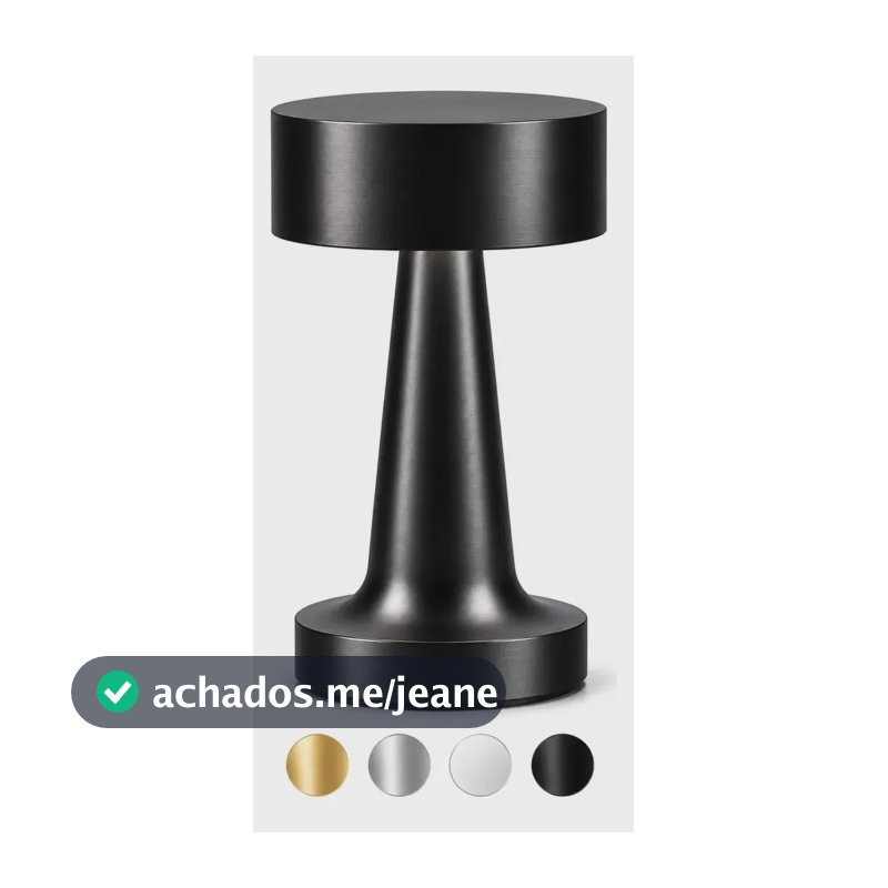 Luminária De Mesa Led Touch Abajur 3 Cores Recarregável Preto 127/220v