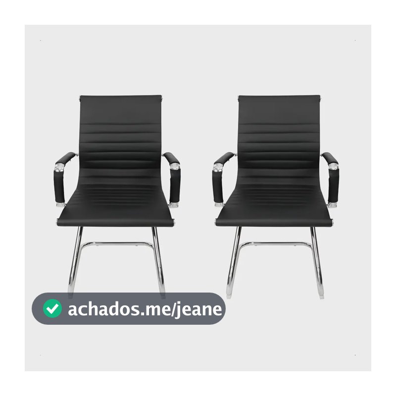 Cadeira de escritório Tutto Home Charles Eames Esteirinha ergonômica preta com estofado de couro sintético x 2 unidades