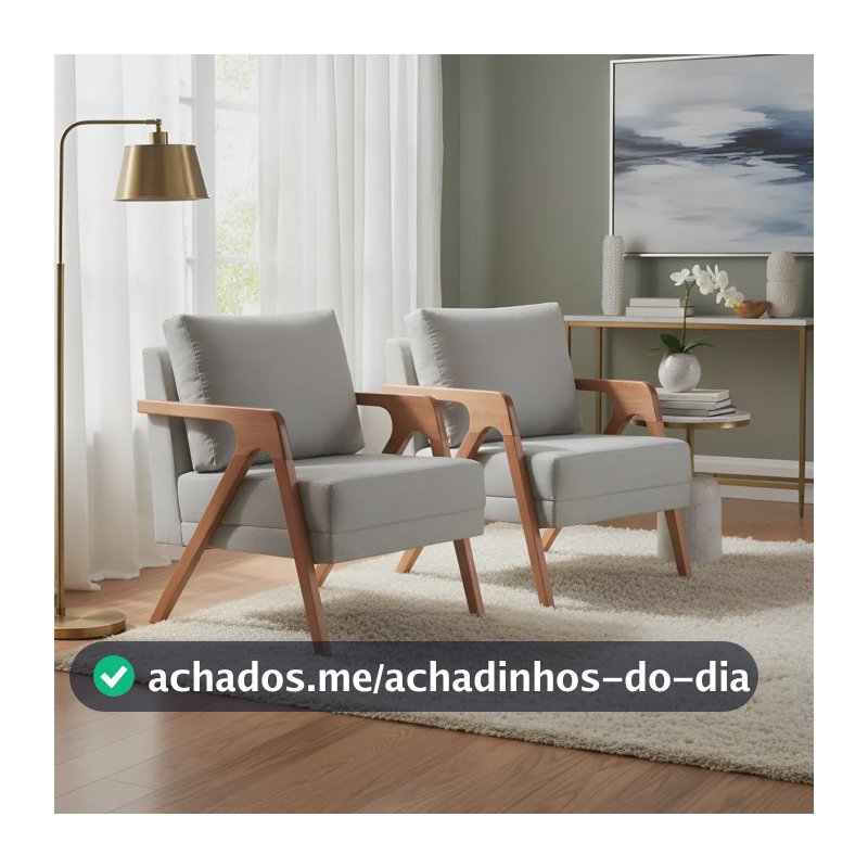 2 Poltronas Decorativas Madeira Maciça Luxo Mona Linho Cinza Desenho do tecido Liso