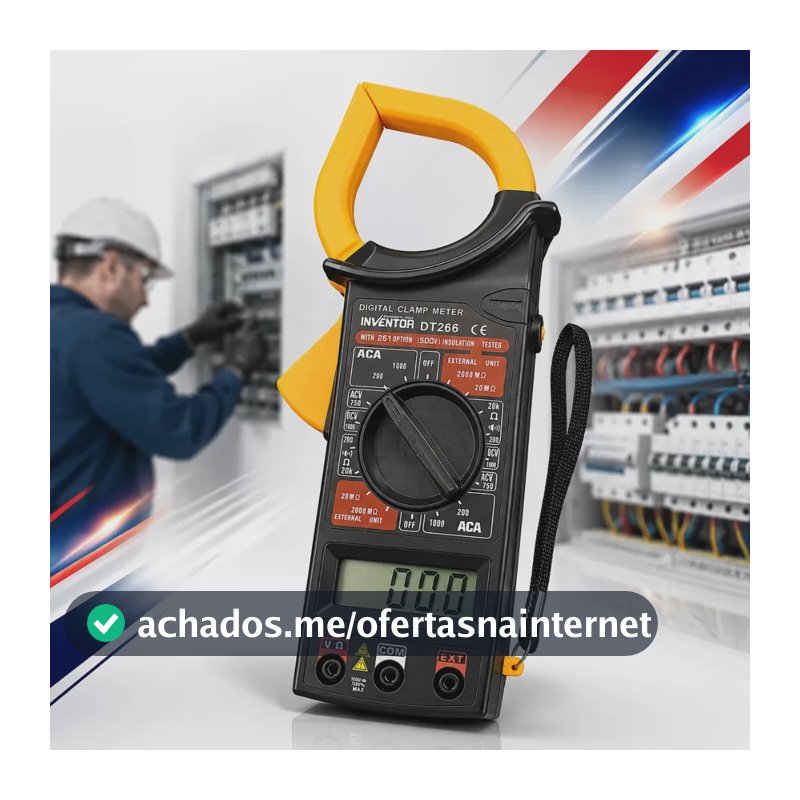 Alicate Amperímetro Digital Inventor DT266 Medição CA/2000M Isolação