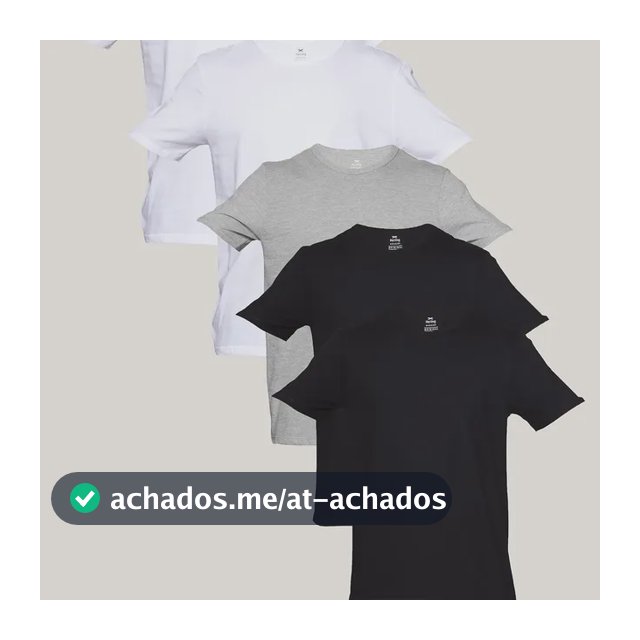 Kit Com 5 Camisetas Básicas Slim Masculina Hering Preto, Branco E Cinza Liso M