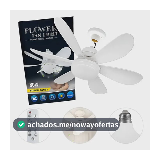 Ventilador De Teto Lâmpada 80w Led E27 Ajustável Bivolt