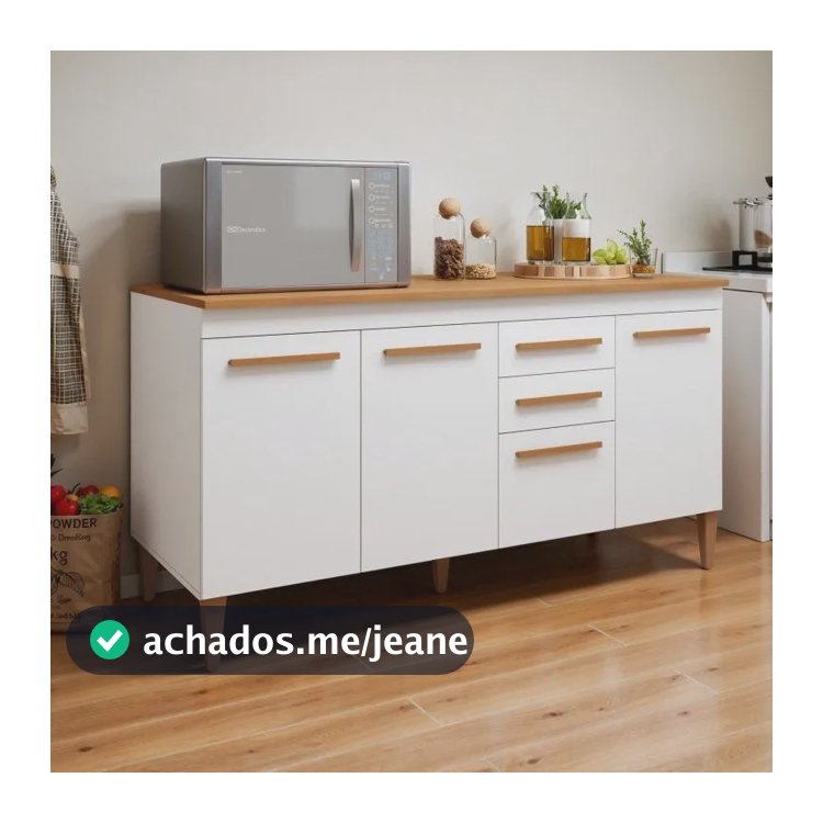 Balcão Gabinete De Cozinha 4 Portas E 2 Gavetas Em Mdp Branco