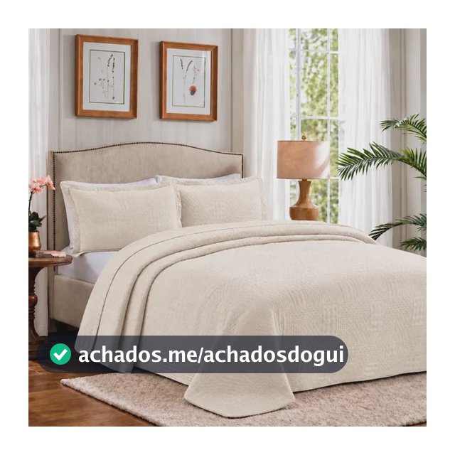 Kit Cobre Leito Casal Dupla Face Colcha 200 Fios 3 Peças Palha Liso