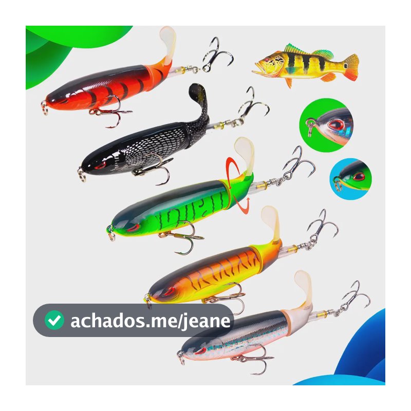 Kit 5 Iscas Whopper Plopper Com Hélice Para Superfície Predadores Como Tucunaré Traira Dourado Black Bass Marca Legna