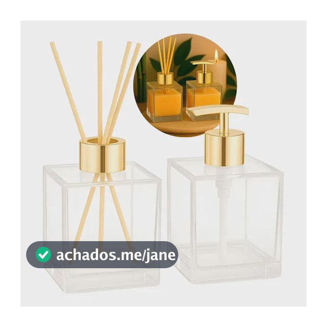 Kit Vidros Cubo 250 Ml (1 Sabonete Cromado + 1 Difusor Luxo)
