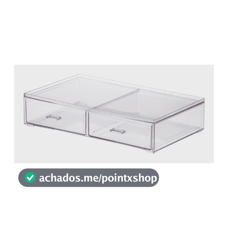 Caixa Organizador Maquiagem Empilhavel C/ 2 Gavetas Cor Transparente 31,5X18,5X7cm