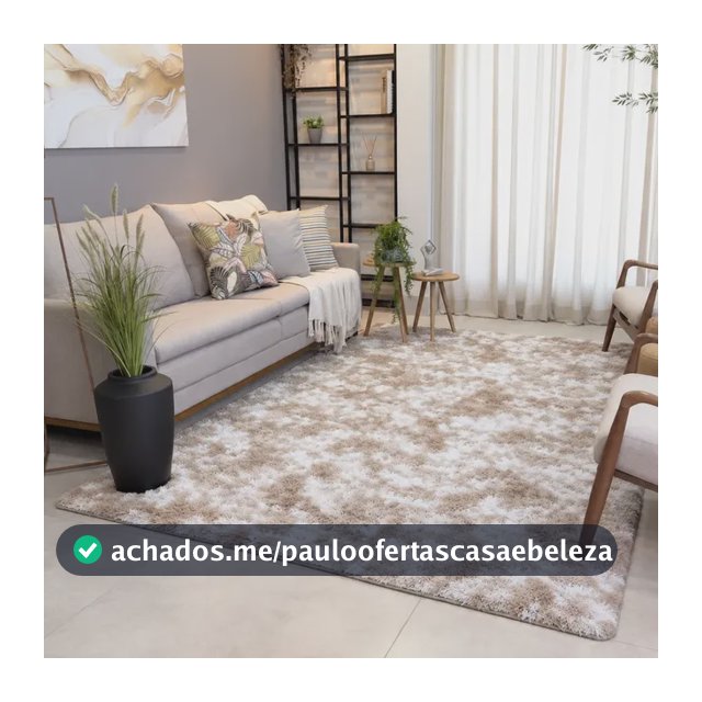 Tapete Grande 2,00x3,00 Peludo 4cm De Altura Shaggy 3 M 2 M Bege-mesclado