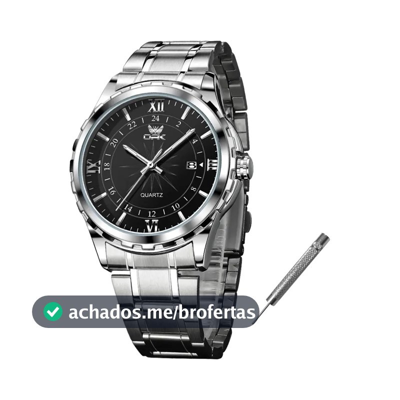 Relógio de pulso OPK 6003 com corria de aço inoxidável cor prateado - fondo preto