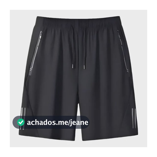 Short Masculino Bermuda 2 Bolsos Zíper Secagem Rápida Fina