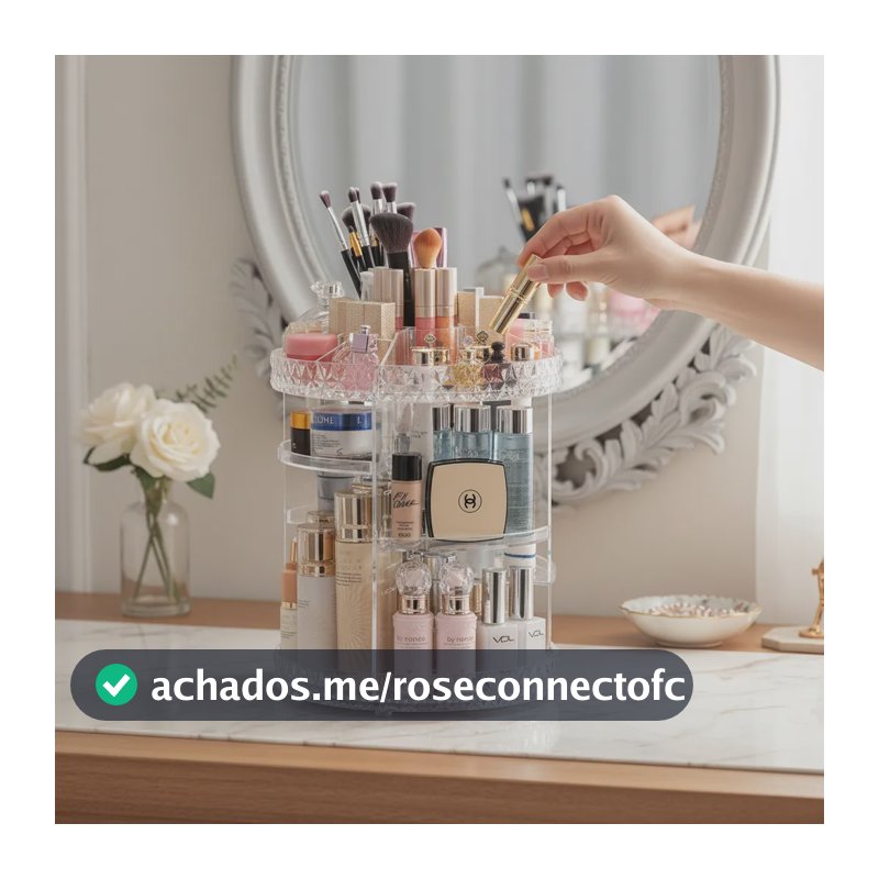 Organizador De Maquiagem Giratório 360° Em Acrílico Transparente Com Prateleiras Ajustáveis Eps-2577 Epsilon