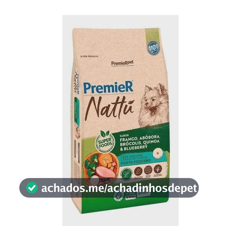 Ração Premier Nattu Cães Adultos Pequeno Porte Abóbora 10kg