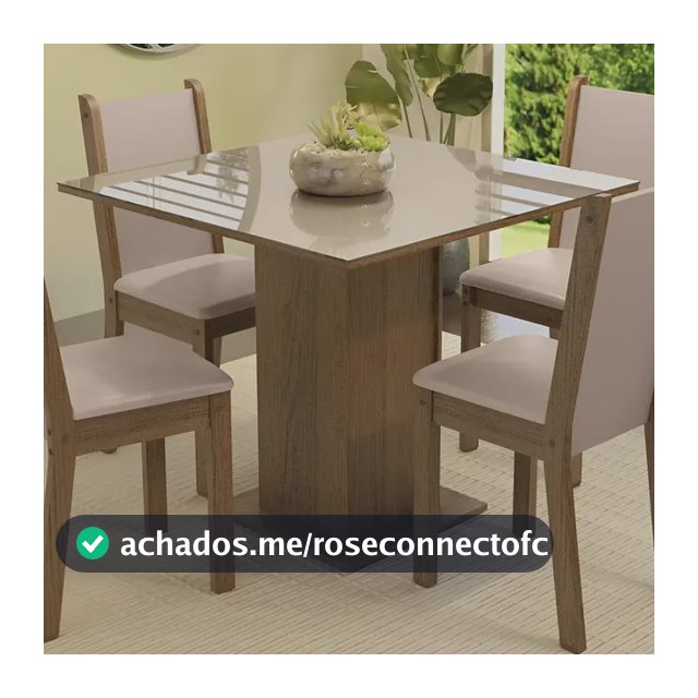 Sala De Jantar Mesa Tampo De Vidro 4 Cadeiras Tifani Madesa Cor Rustic/Crema/Sintético Bege XMMDJA040165