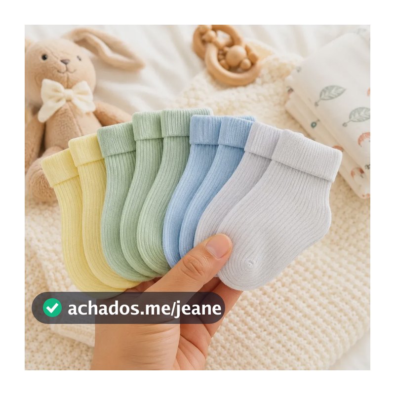 Kit 12 Pares De Meias Recem Nascido Menino Menina Enxoval Kit Masculino 0 - 9 Meses