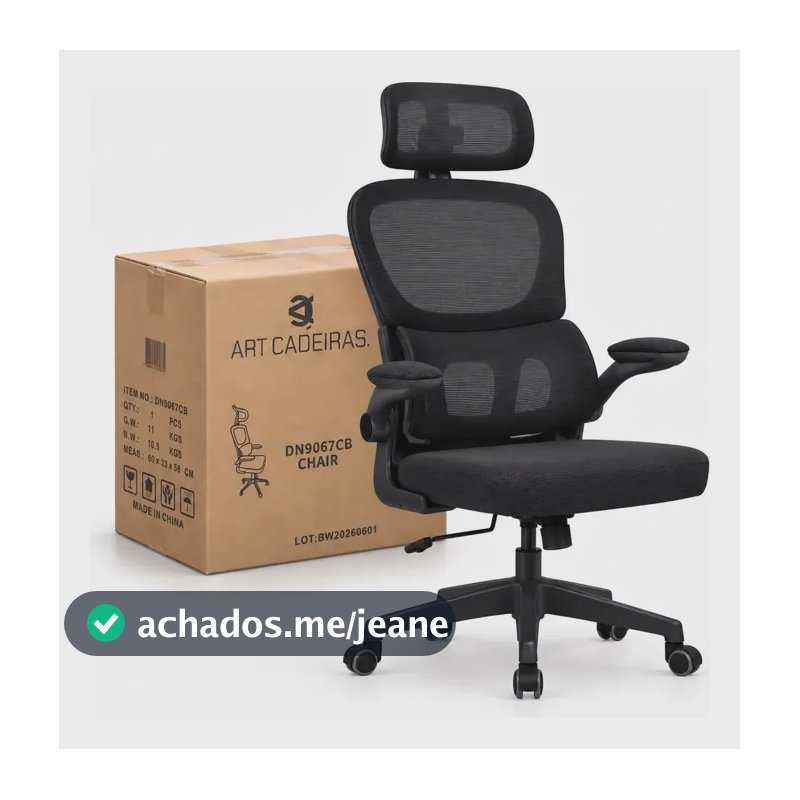 Cadeira Escritório Ergonômica Maat Brand Suporte Lombar Nr17 Preto Espuma De Alta Densidade