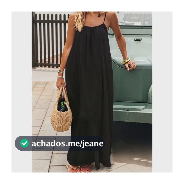 Vestido Longo Feminino De Alcinha Solto Casual Preto S