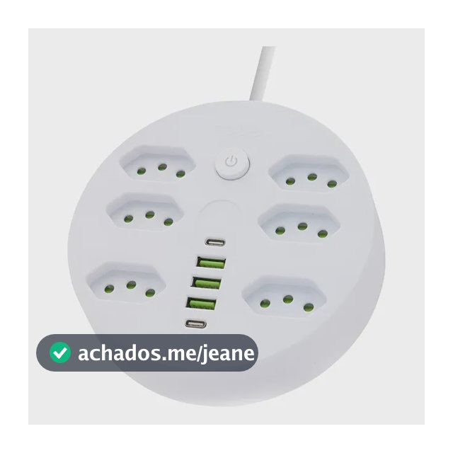 Extensão 6 Tomada 3 Usb 2type-c Coibeu 110-220v Preto