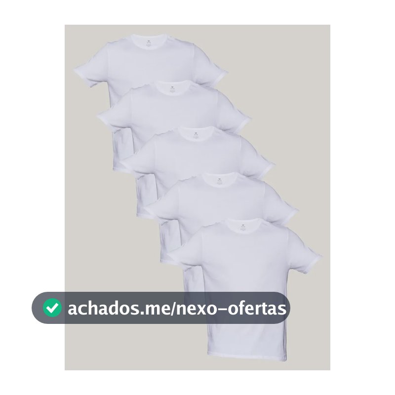 Kit 5 Camisetas Básicas Masculinas Algodão Branca Hering  Branco M Liso