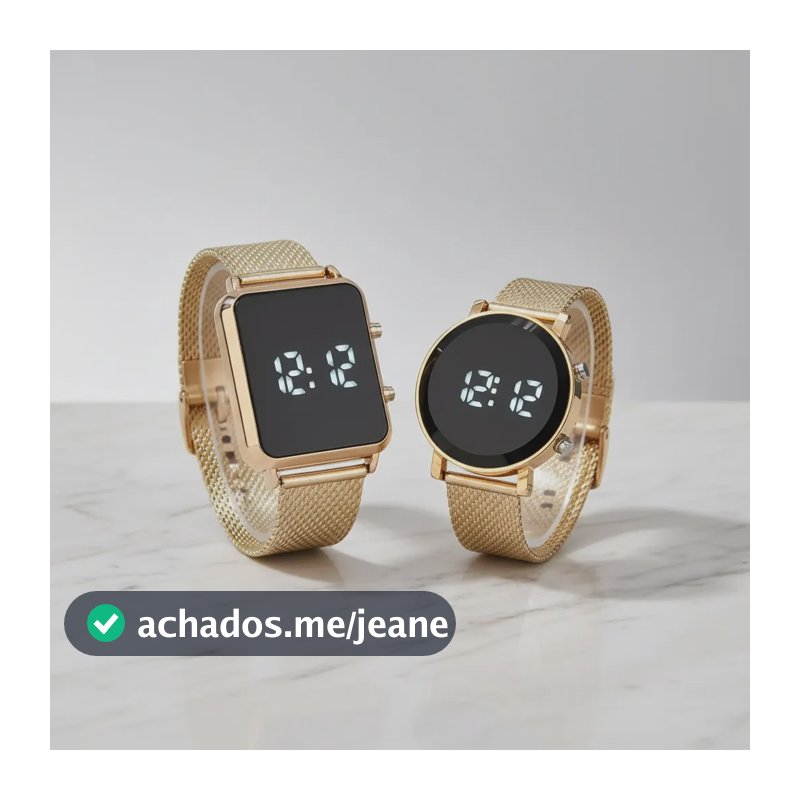02 Relógio Led Digital Dourado Feminino Aço Silicone H2 Dourado Rose Dourado