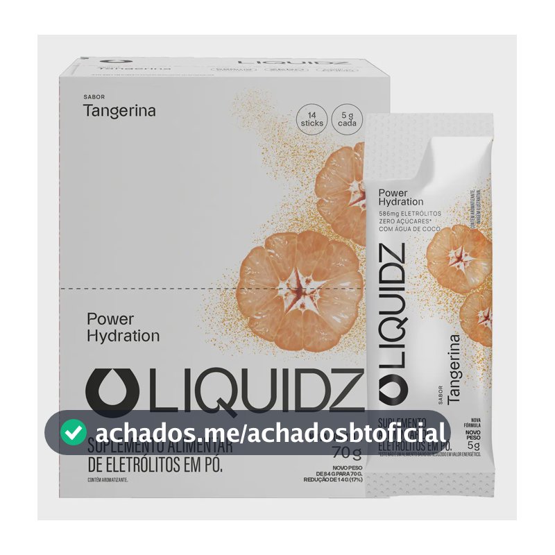 LIQUIDZ® - Eletrólitos Zero Açúcares - Sabor Tangerina - Kit 1 Caixa - 14 sachês