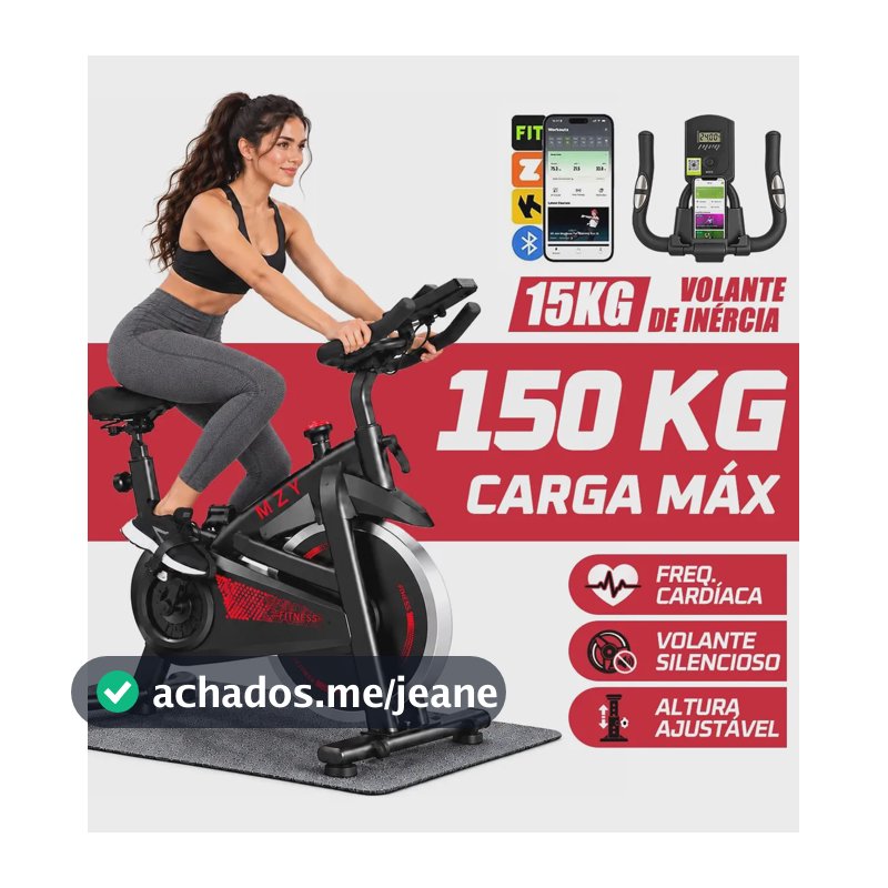Bicicleta Ergométrica Spinning MZY 680 15 kg Bluetooth Preto