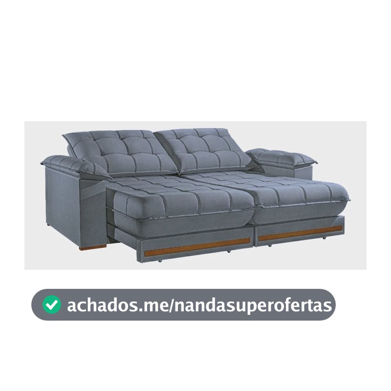 Sofá Retrátil E Reclinável 4 Lugares 2,50m Bahamas Cinza