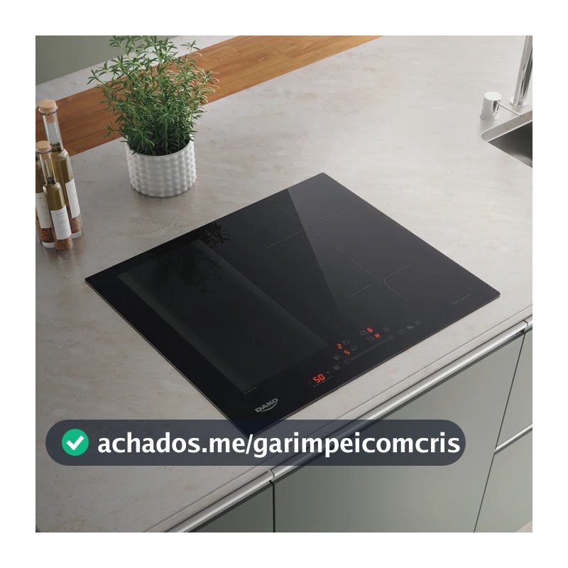 Cooktop De Indução 4 Bocas Dako Diplomata com Zona Flexível e Função Turbo Preto