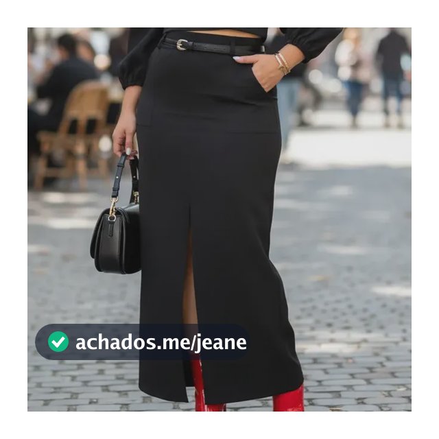 Conjunto Feminino Saia Alfaiataria Longa Fenda E Cropped
